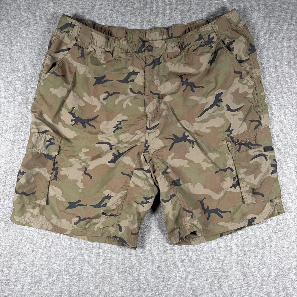 Guide Gear Cargo Shorts Mens 2XL Green Camo Nylon Mesh Lined Outdoor 10" Inseam